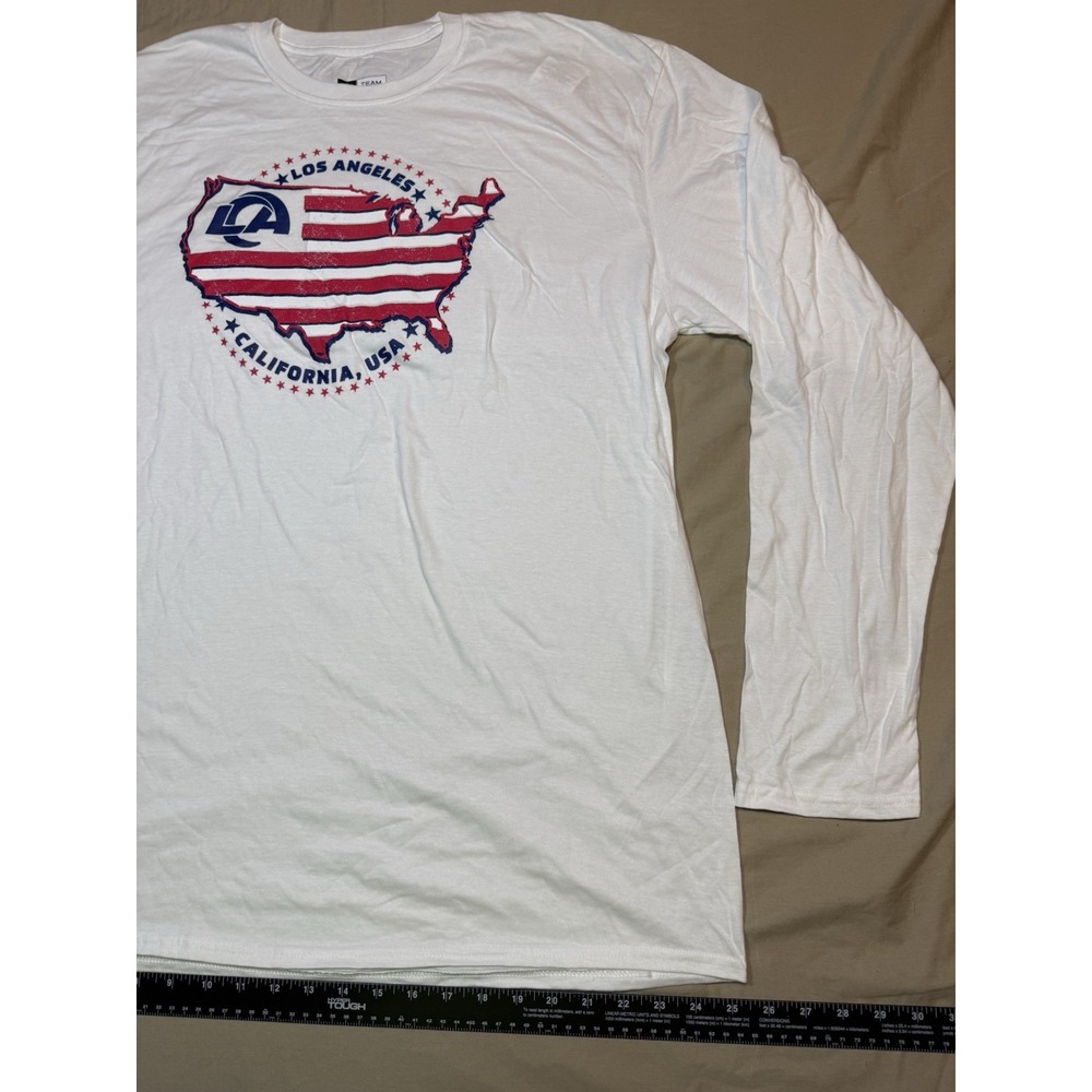 NWOT! LA Rams NFL Team Apparel, Men's Long Sleeve Size 2XL White, American Flag - Picture 3 of 13